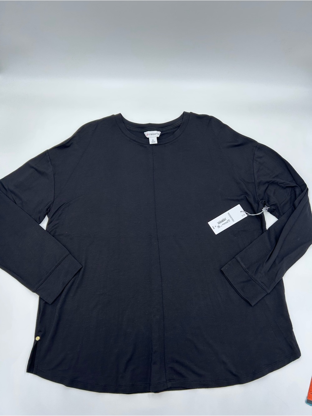 Liz Claiborne Black Long-Sleeve Crewneck Top